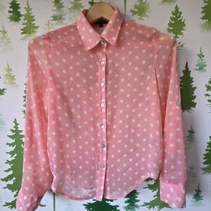 About A Girl Pink Polka Dot Button-Up Blouse